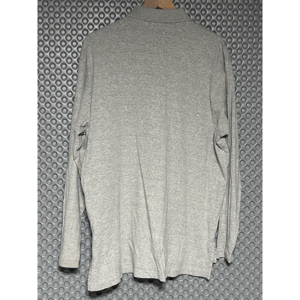POLO Ralph Lauren 100% Cotton Grey Pony Long Sleeve Polo Shirt Heather Grey